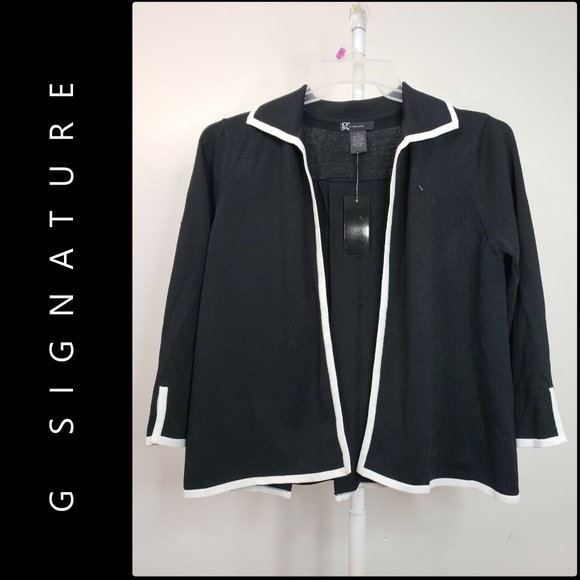g signature woman open front blazer cardigan black - Picture 2 of 8